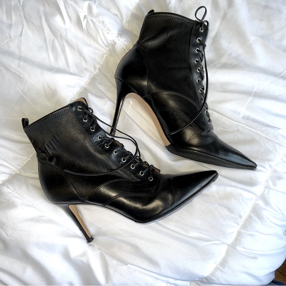 gianvito rossi lace up booties 39.5 85mm leather
